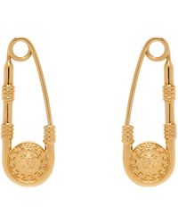 Versace - Gold Safety Pin Earrings - Lyst
