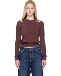 Jean Paul Gaultier - Burgundy Rib Cutout Fastener Top - Lyst