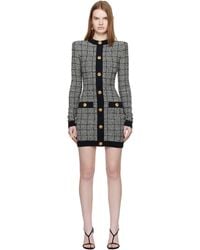 Balmain - Buttoned Light Tweed Minidress - Lyst