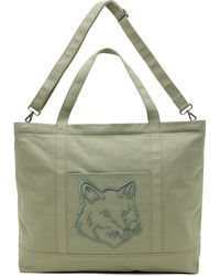 Maison Kitsuné - グリーン Xl フォックスヘッド トートバッグ - Lyst