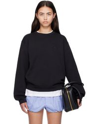 Acne Studios - Pull Molletonné Noir À Col Ras Du Cou - Lyst
