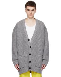 Bottega Veneta - Gray Elbow Patch Cardigan - Lyst