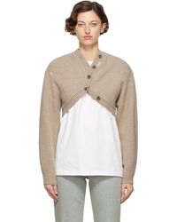Adererror - Taupe Cropped Twile Cardigan - Lyst
