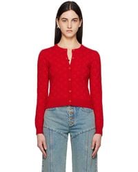 Marine Serre - レッド Moon ジャカード フィット ニットカーディガン - Lyst