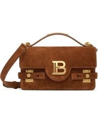 Balmain - Tan Suede B-Buzz 24 Bag - Lyst