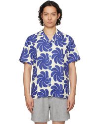 Oas - Chemise Nebula Cuba Bleu Et Blanc Cassé En Lin - Lyst