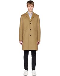 HUGO - Manteau brun clair à revers tailleur - Lyst