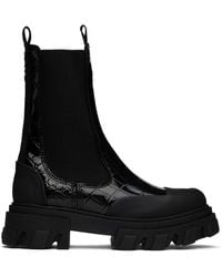 Ganni - Croc-Embossed Cleated Chelsea Boots - Lyst