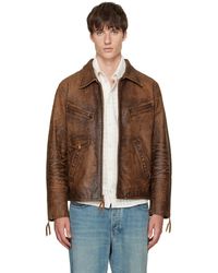 RRL - Zip Leather Jacket - Lyst