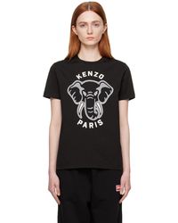 KENZO - T-shirt noir à image et logo - paris - Lyst