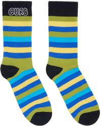 Lanvin - Chaussettes Vert Et Bleu En Coton À Rayures - Lyst