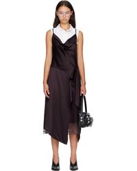 Acne Studios - Shiny Satin Slip Midi Dress - Lyst