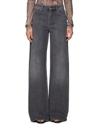 Marine Serre - Jean Évasé Gris À Taille Haute Et À Motif À Logos Imprimé Au Laser - Lyst