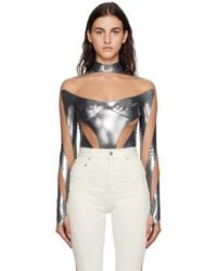 Mugler - Silver Illusion Bodysuit - Lyst