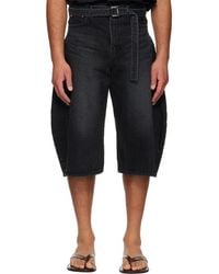 Sacai - Faded Denim Shorts - Lyst