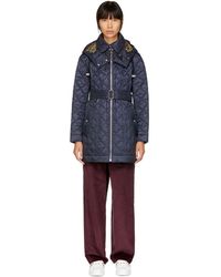Burberry Navy Baughton Quilted Coat - Blue
