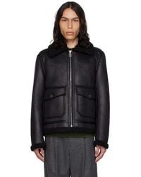 A.P.C. - . Black Tommy Faux-shearling Jacket - Lyst