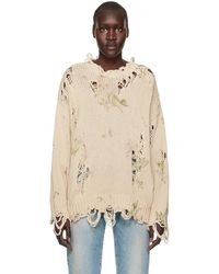R13 - Beige Floral Distressed Sweater - Lyst