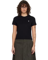 Ami Paris - T-Shirt Écourté Noir À Logo Ami De Cœur - Lyst