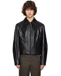 Kiko Kostadinov Murad Zip-up Leather Jacket in Black for Men