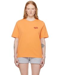 Maison Kitsuné - Orange Handwriting T-shirt - Lyst