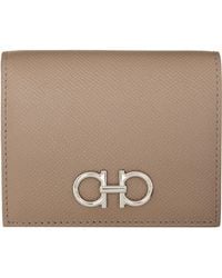 Ferragamo - Taupe Gancini Credit Card Holder - Lyst