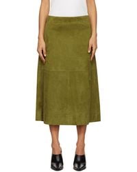 Bottega Veneta - Full Grain Suede Midi Skirt - Lyst