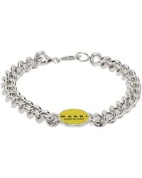 Marni - Silver & Yellow Logo Chain Bracelet - Lyst