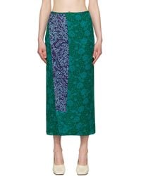 Dries Van Noten - ブルー シルク フローラル ミディアムスカート - Lyst