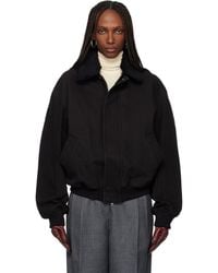 Tonywack - Washed Cotton Faux-Shearling Trim Bomber Jacket - Lyst