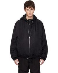 WOOYOUNGMI - Blouson Aviateur Ma-1 Noir En Taffetas Froissé - Lyst