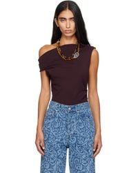 Dries Van Noten - Burgundy Off-Shoulder Jersey Top - Lyst