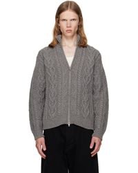 vowels - Cable Knit Zip-Up Cardigan - Lyst