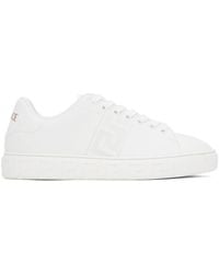 Versace - White Embroidered Greca Sneakers - Lyst
