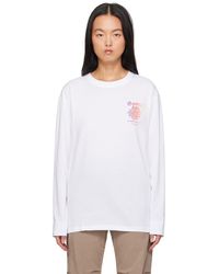 Ganni - ホワイト ロゴプリント 長袖tシャツ - Lyst