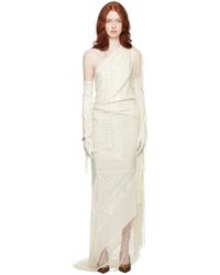 Conner Ives - Robe longue de style châle de piano blanc cassé exclusive à ssense - mariage - Lyst