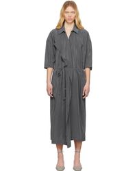 Lemaire - グレー アシンメトリー ミディアム シャツワンピース - Lyst