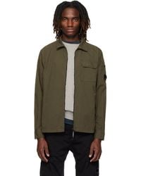 C.P. Company - Khaki Organic Gabardine Zipped Lens Overshirt - Lyst