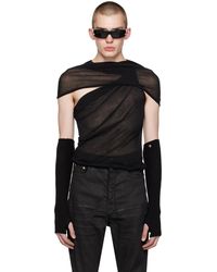 Rick Owens - T-shirt dbl noir à assemblage drapé - Lyst