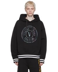 Versace Jeans Couture Cotton Black Piece Number Hoodie for Men gym and workout clothes Mens Activewear gym and workout clothes Versace Jeans Couture Activewear 