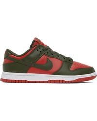 Nike - Red & Khaki Dunk Low Retro Sneakers - Lyst