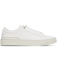 BOSS - White Grained Leather Sneakers - Lyst