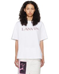 Lanvin - White Oversized Embroidered Curb T-shirt - Lyst