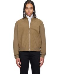 Tom Ford - Khaki Nubuck Front Merino Bomber Jacket - Lyst