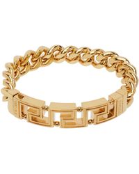 Versace - Bracelet-chainette doré à motif à clé grecque - Lyst