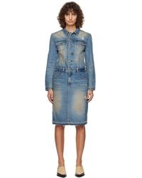 we11done - Washed Denim Midi Dress - Lyst