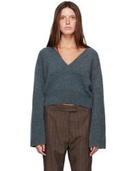 Ganni - Melange Mohair Deep V-Neck Sweater - Lyst
