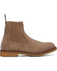 BOSS - Suede Signature-Stripe Stitching Chelsea Boots - Lyst