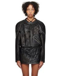 Acne Studios - Black Patchwork Leather Jacket - Lyst