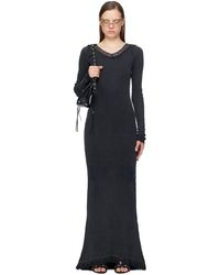 Balenciaga - Robe longue noire à garniture en dentelle - Lyst